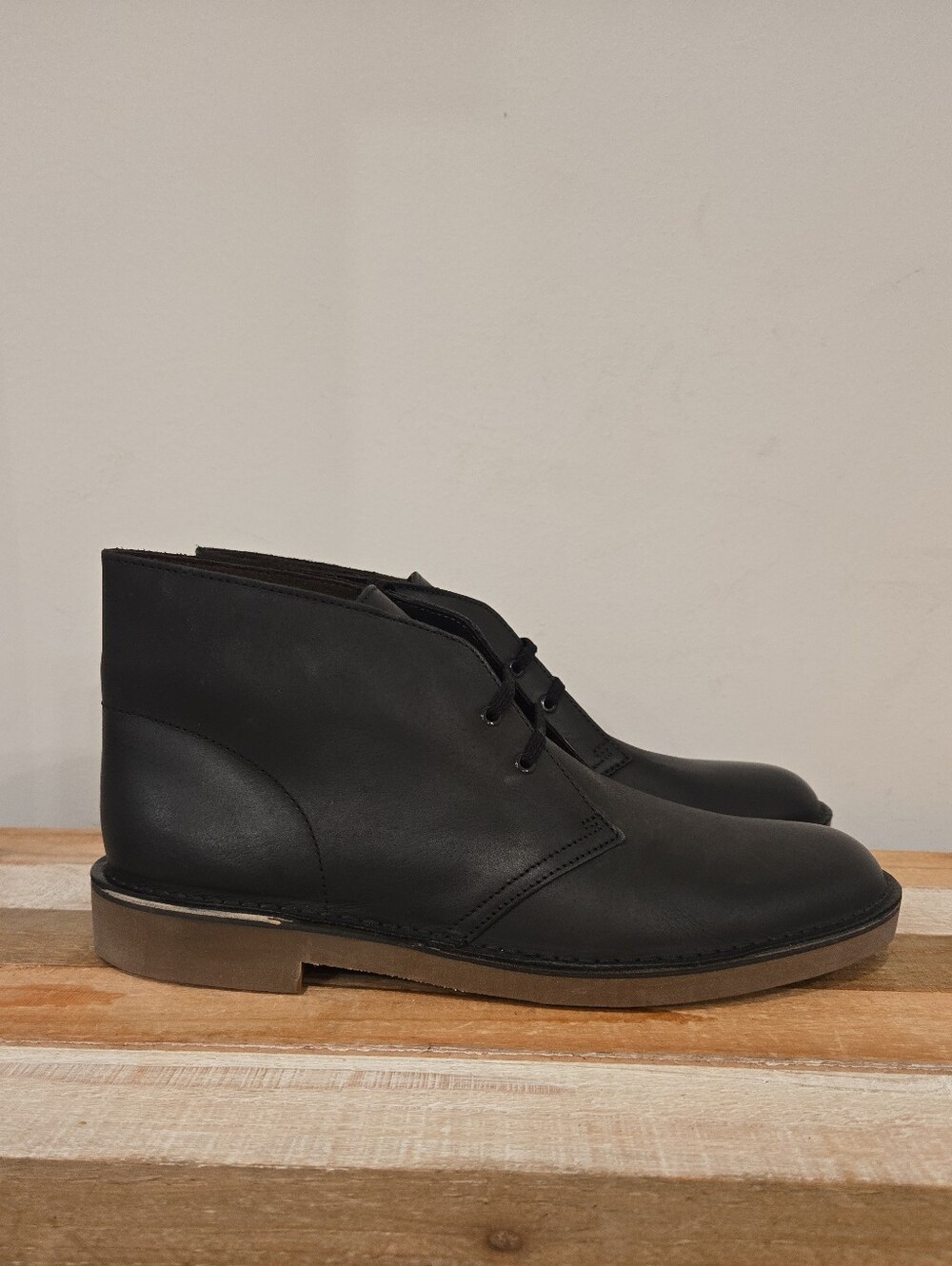 The Clarks Bushacre 2 Black Leather Desert Boots